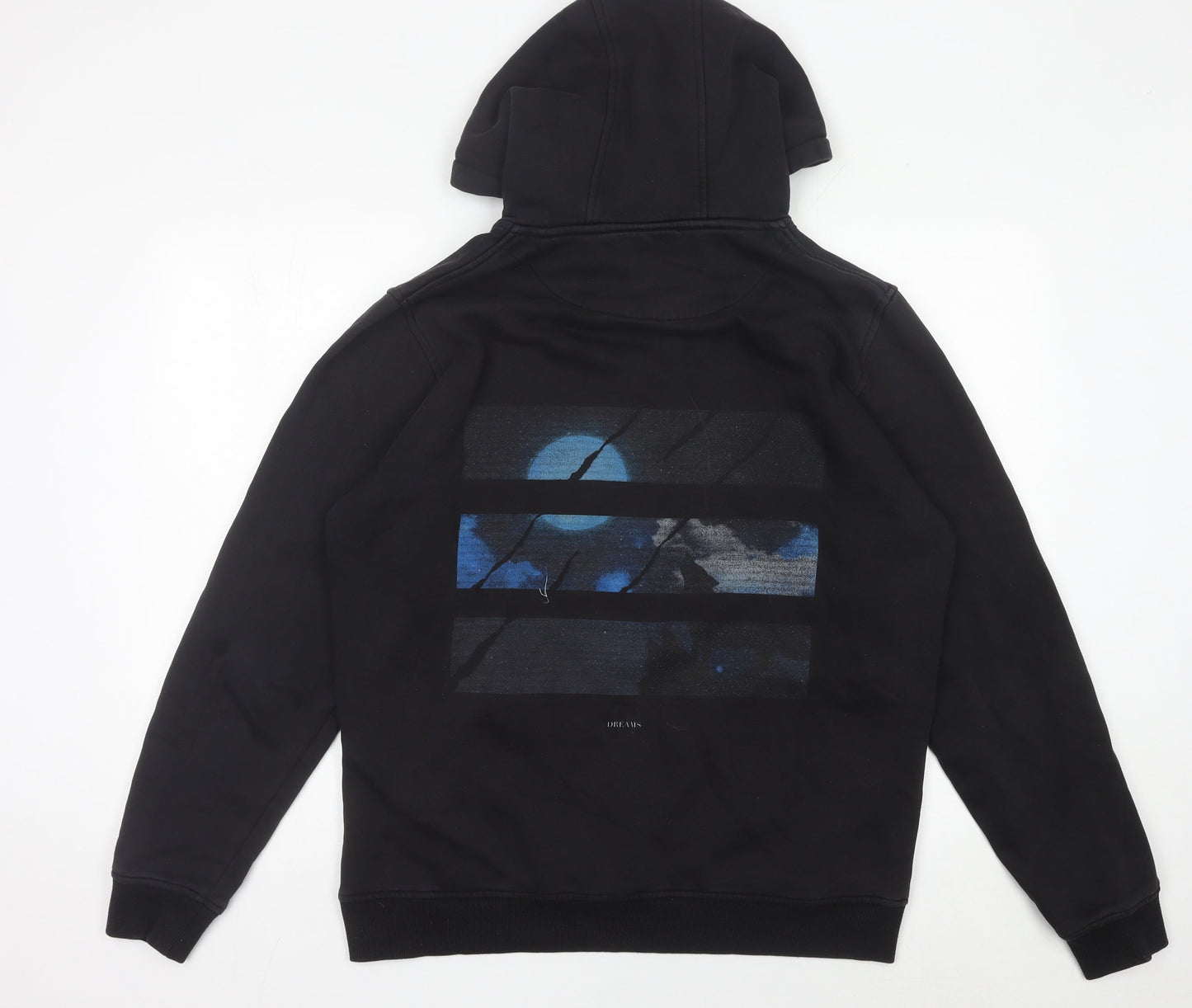 Dreams Mens Black Pullover Hoodie L Graphic Print Hooded Sweatshirt