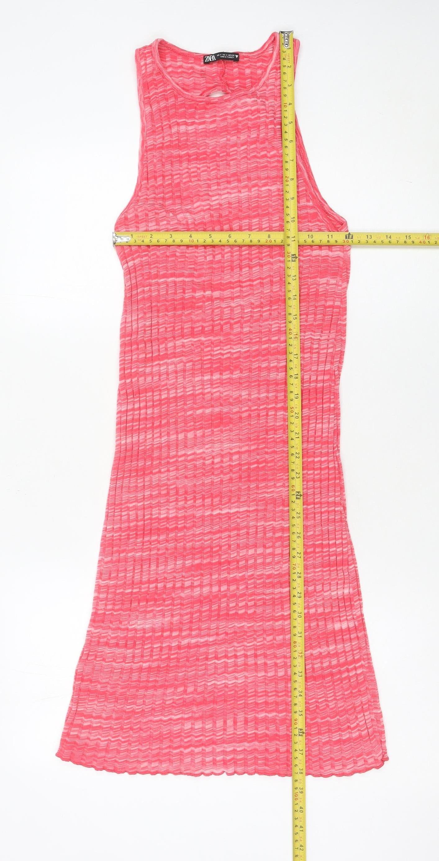 Zara Women’s Pink Sleeveless Tank Dress Size 8 Scoop Neck Stretch