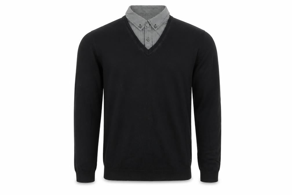 Next Men’s Black V-Neck Cotton Jumper Size S Regular Fit Workwear