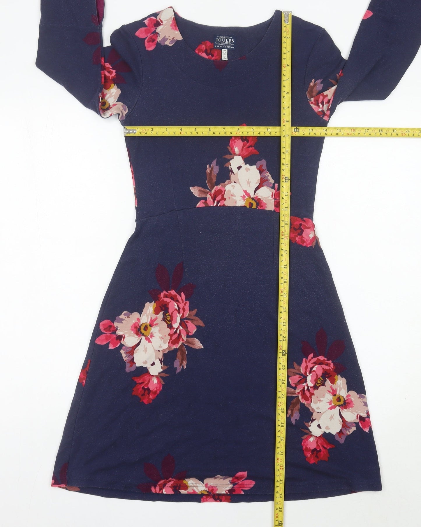 Joules Women’s Blue Floral A-Line Dress Size 8 Knee Length