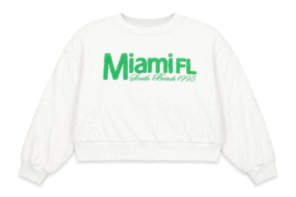 Zara Womens White Miami FL Sweatshirt Medium Cotton Blend