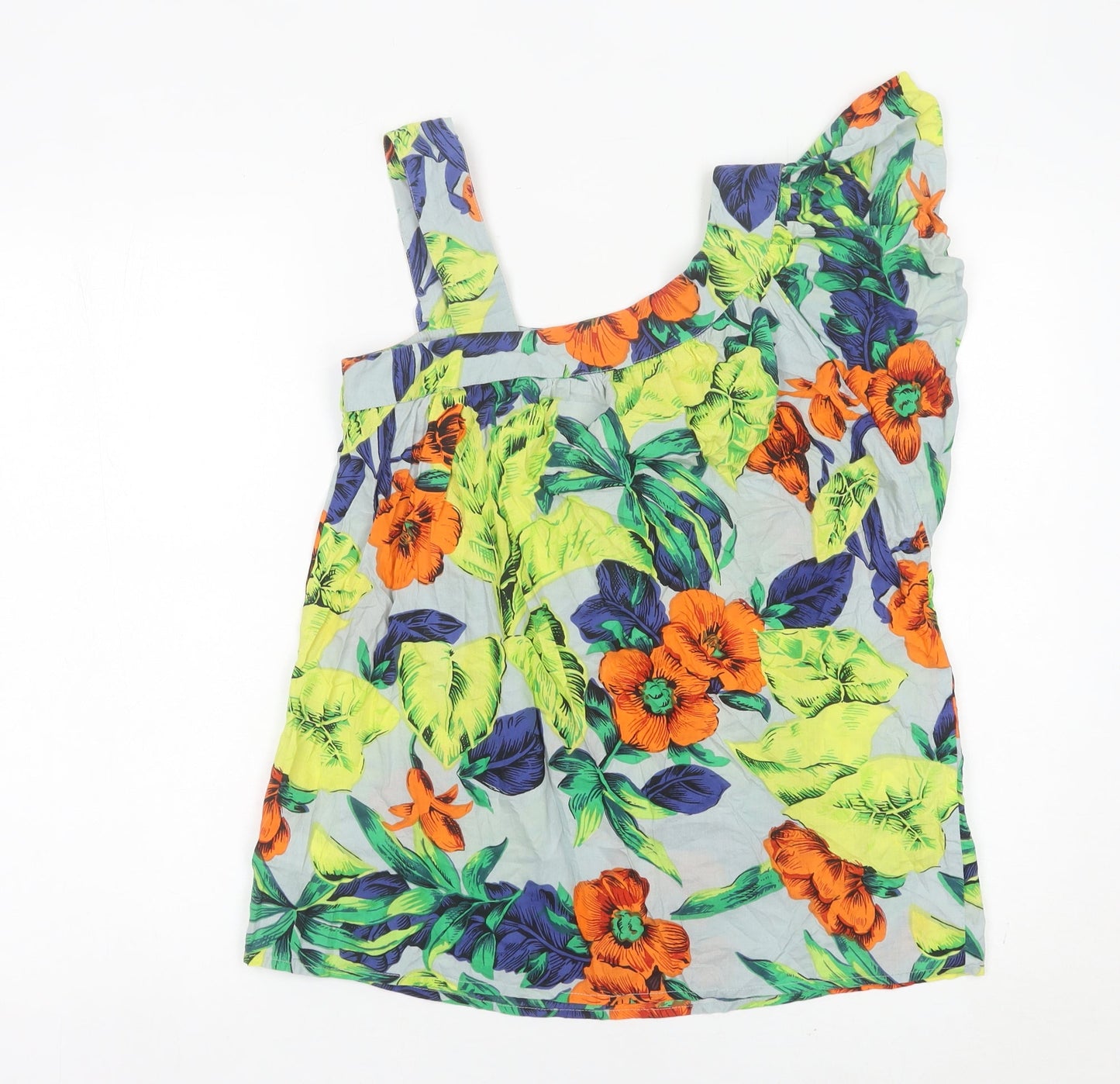 French Connection Women’s Multicoloured Floral One Shoulder Cotton Blouse Size 8