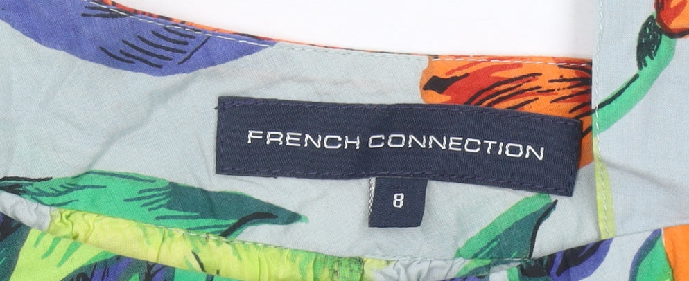 French Connection Women’s Multicoloured Floral One Shoulder Cotton Blouse Size 8