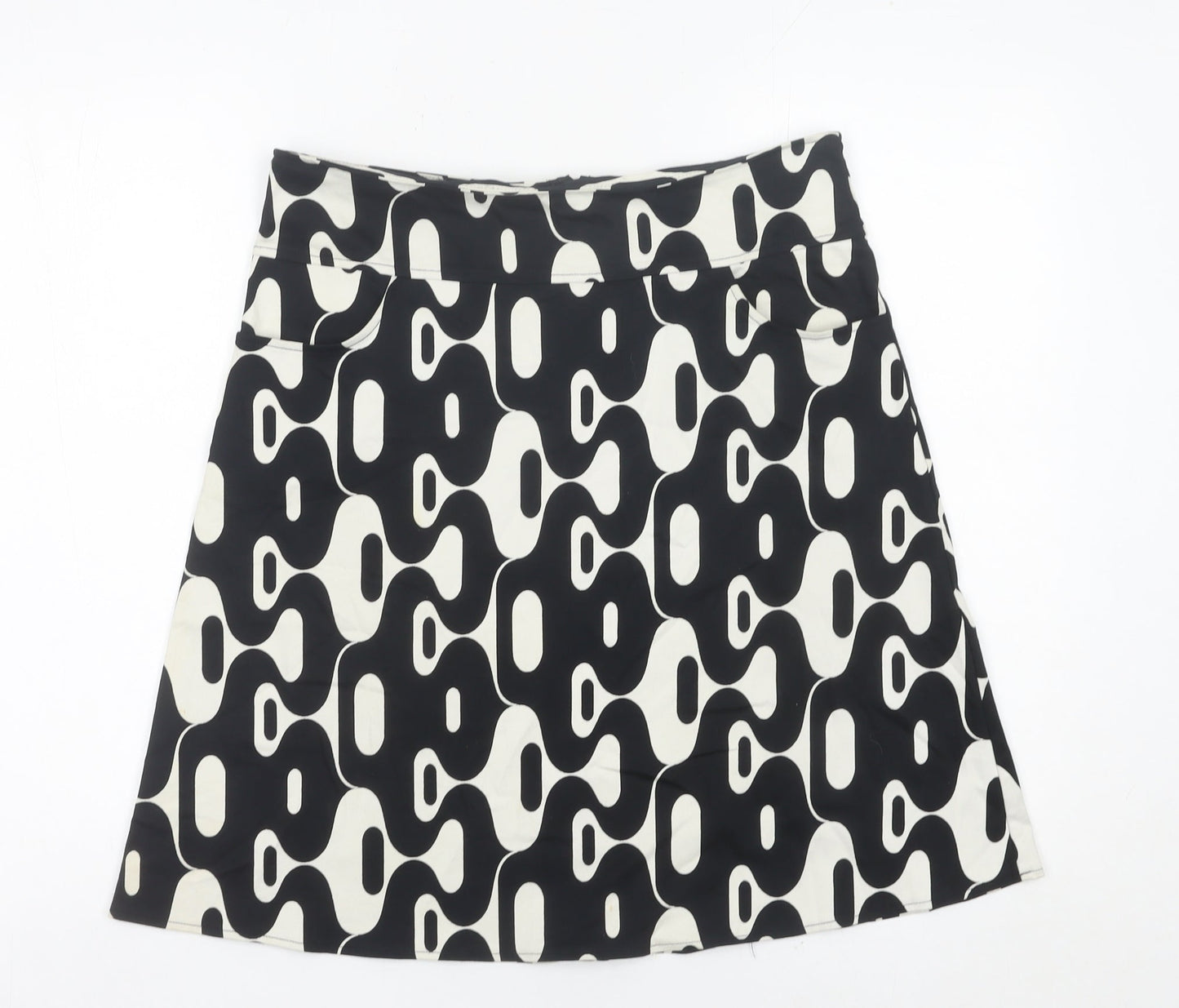 Topshop Women Black White Geometric A-Line Stretch Skirt Size 12