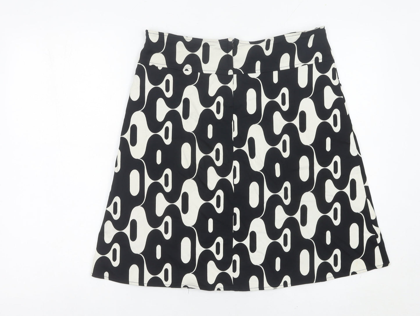 Topshop Women Black White Geometric A-Line Stretch Skirt Size 12