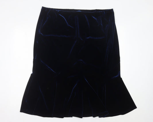 Bm Women Blue Velvet Trumpet Skirt Size 22 Stretch Elegant