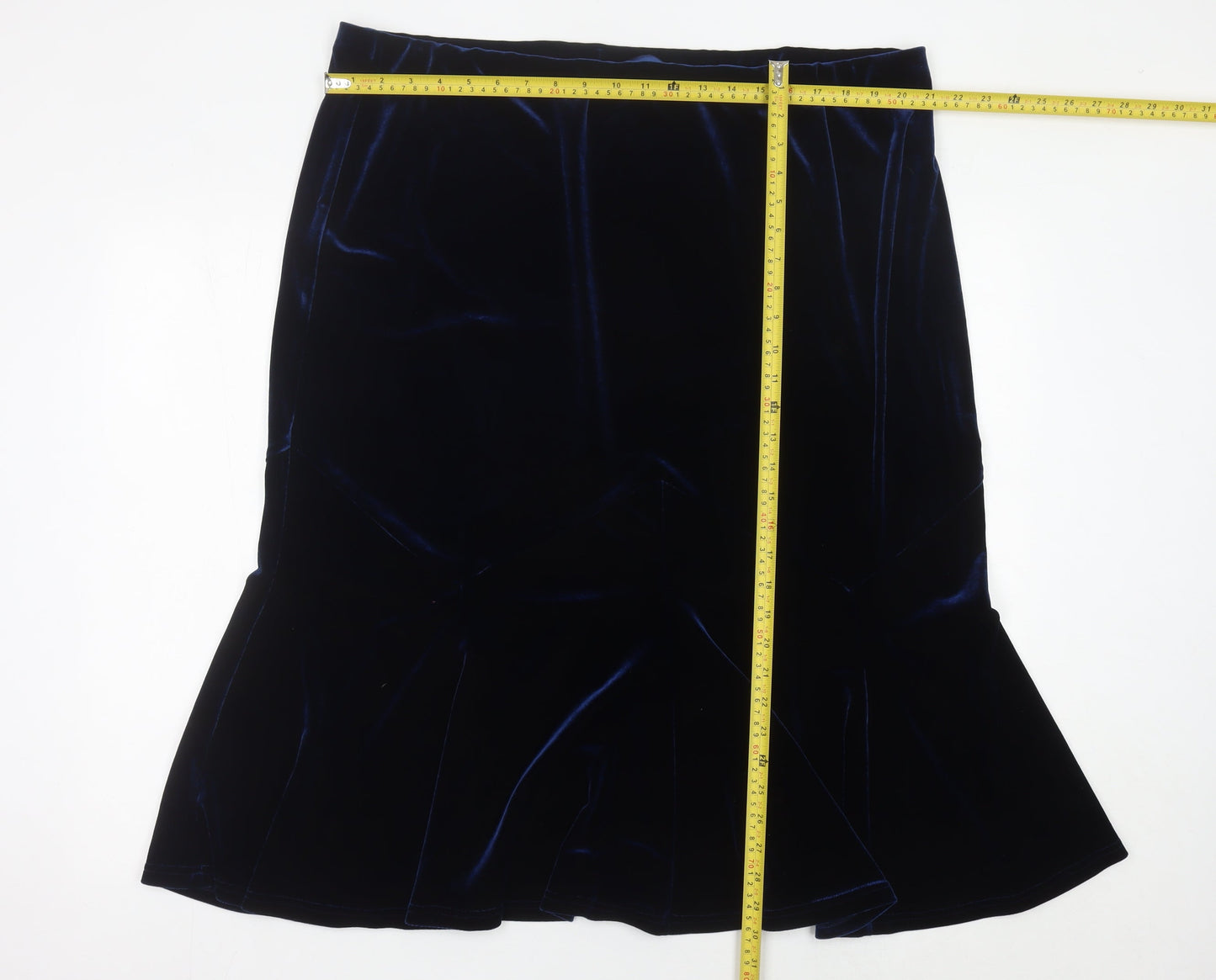 Bm Women Blue Velvet Trumpet Skirt Size 22 Stretch Elegant
