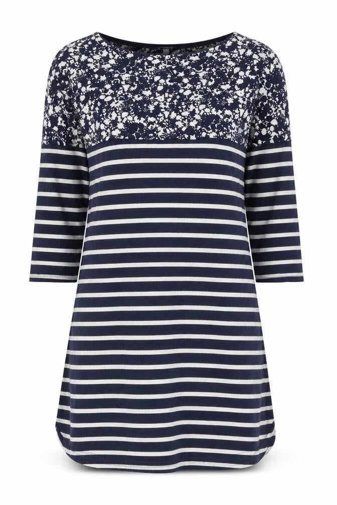 Joules Women’s Blue Floral Stripe Shift Dress UK 6 Cotton Viscose
