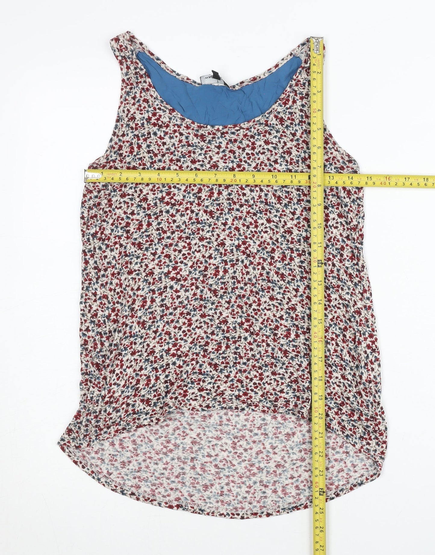 Warehouse Womens Multicoloured Floral Tank Top UK 8 Viscose Scoop Neck