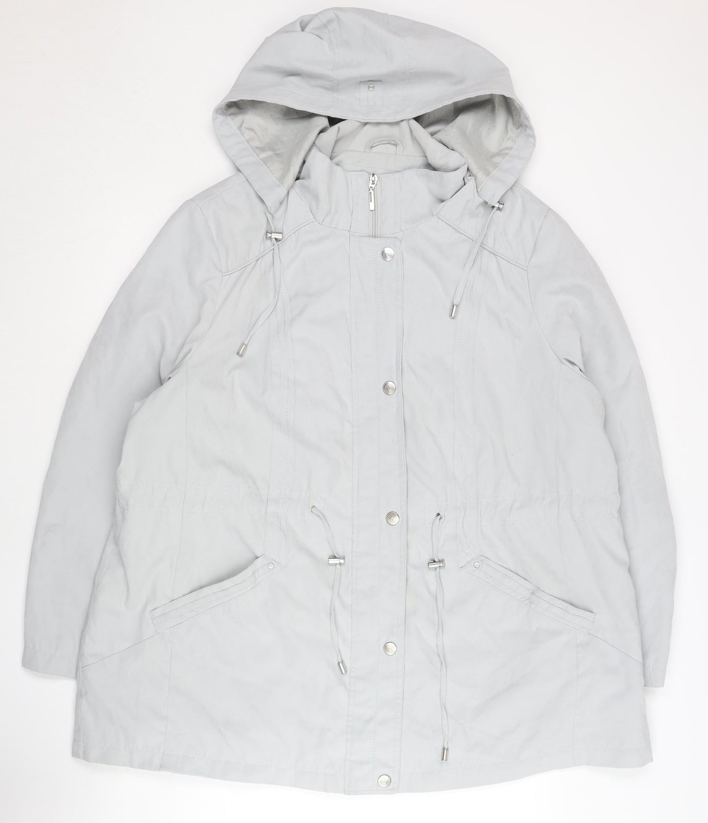 Bm Collection Women Grey XL Parka Jacket Hooded Mid-Length