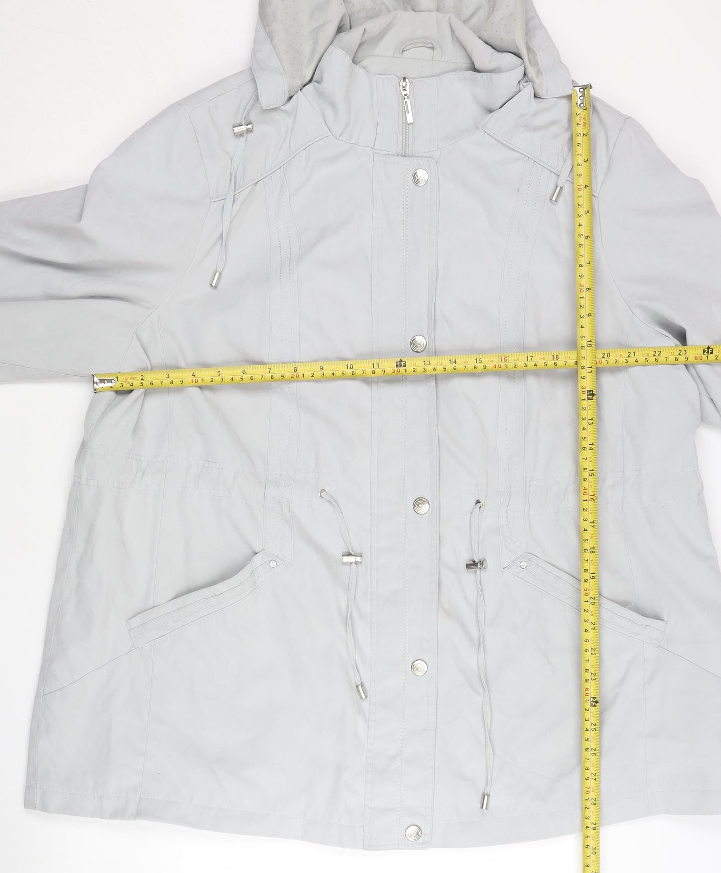 Bm Collection Women Grey XL Parka Jacket Hooded Mid-Length