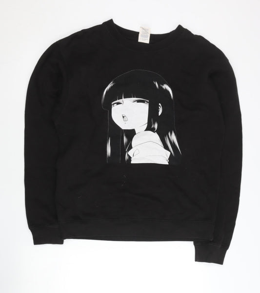 Delta Fleece Mens Black Anime Graphic Pullover Sweatshirt Size M