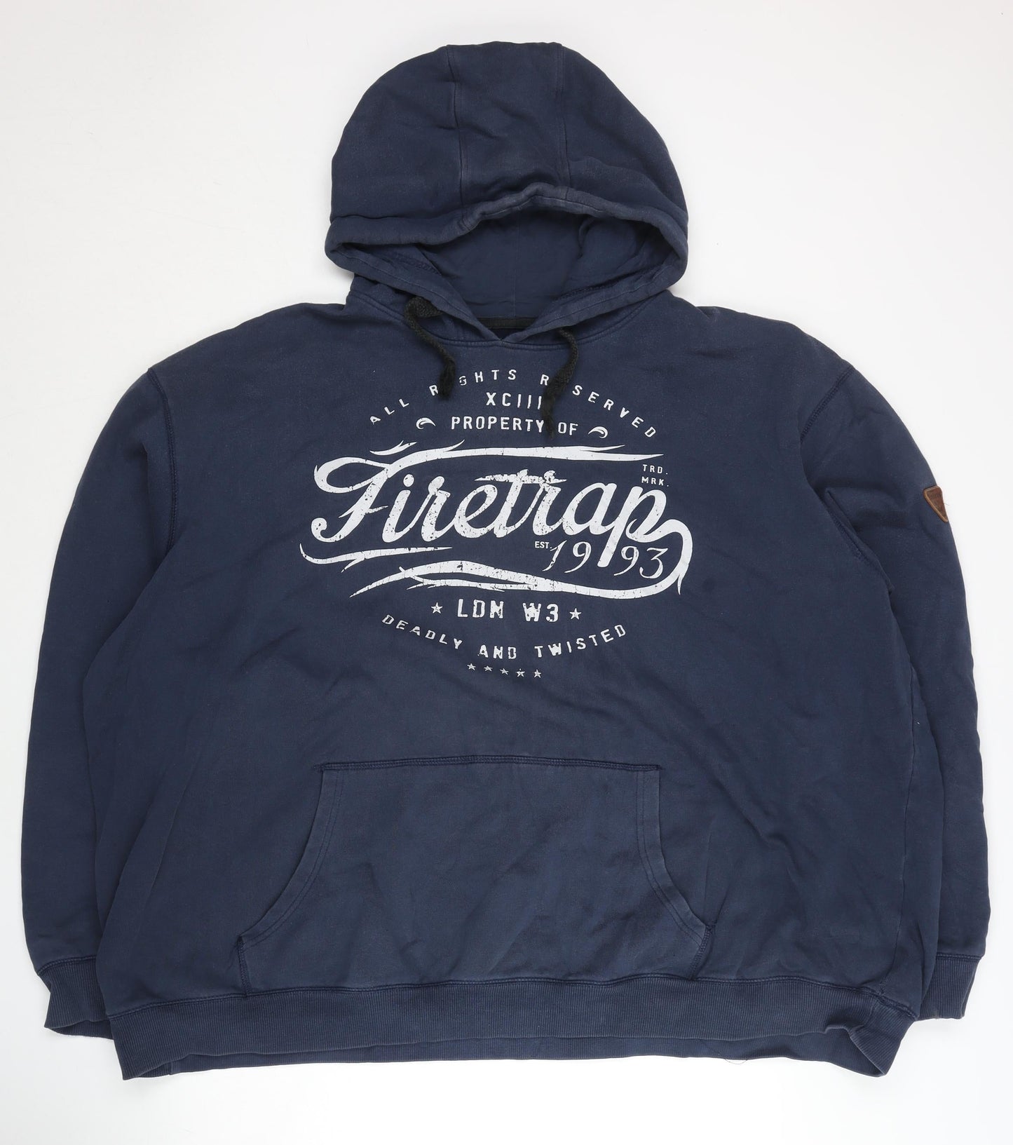 Firetrap Men's Blue 3XL Pullover Hoodie Graphic Print Sweatshirt
