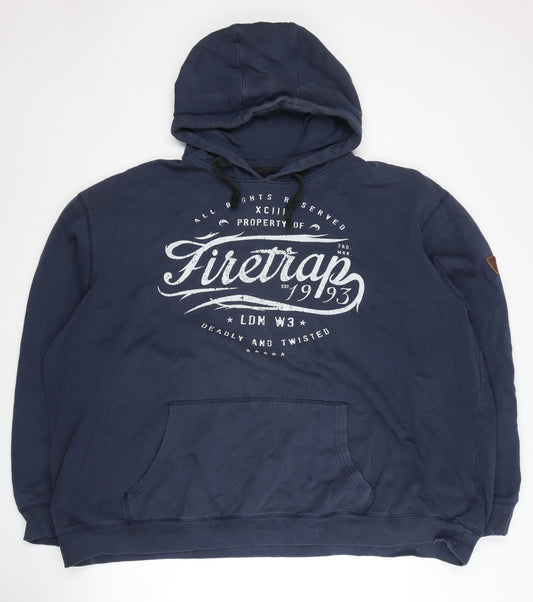 Firetrap Men's Blue 3XL Pullover Hoodie Graphic Print Sweatshirt