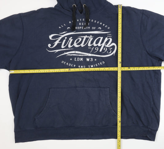 Firetrap Men's Blue 3XL Pullover Hoodie Graphic Print Sweatshirt