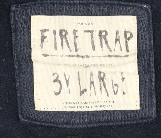 Firetrap Men's Blue 3XL Pullover Hoodie Graphic Print Sweatshirt