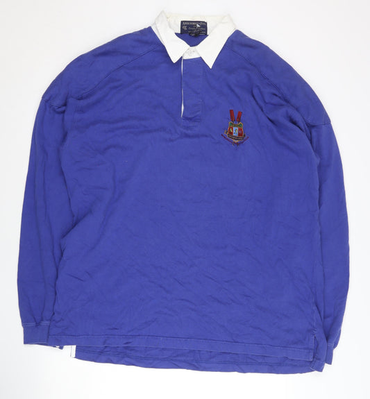 Abercrombie & Fitch Men Blue XL Rugby Polo Long Sleeve Cotton