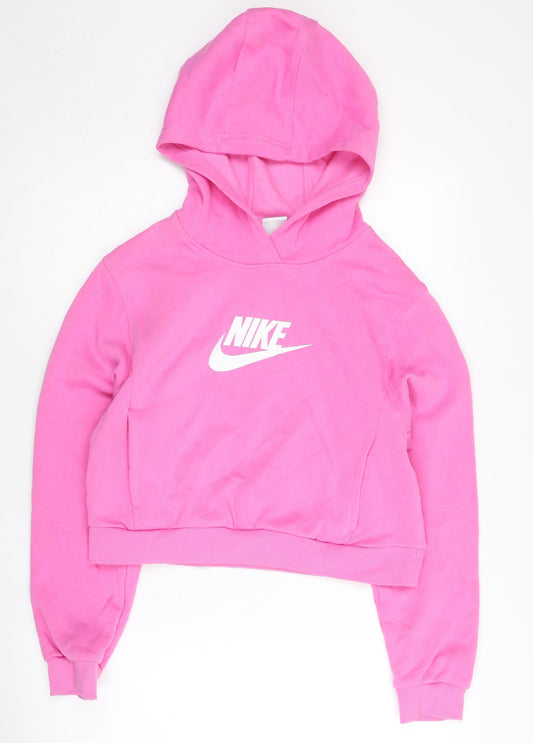 Nike Girls Pink Pullover Hoodie XL 14-15 Years Logo Hooded Sweatshirt