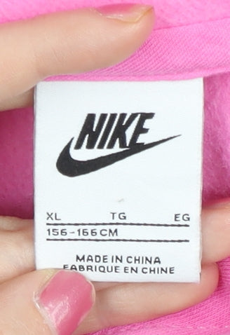 Nike Girls Pink Pullover Hoodie XL 14-15 Years Logo Hooded Sweatshirt