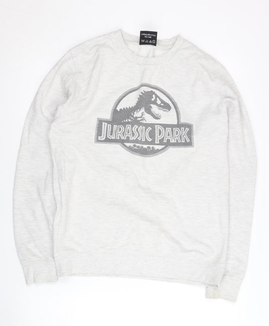 Gone Retro Men's Grey Jurassic Park Sweatshirt S Pullover Crew Neck