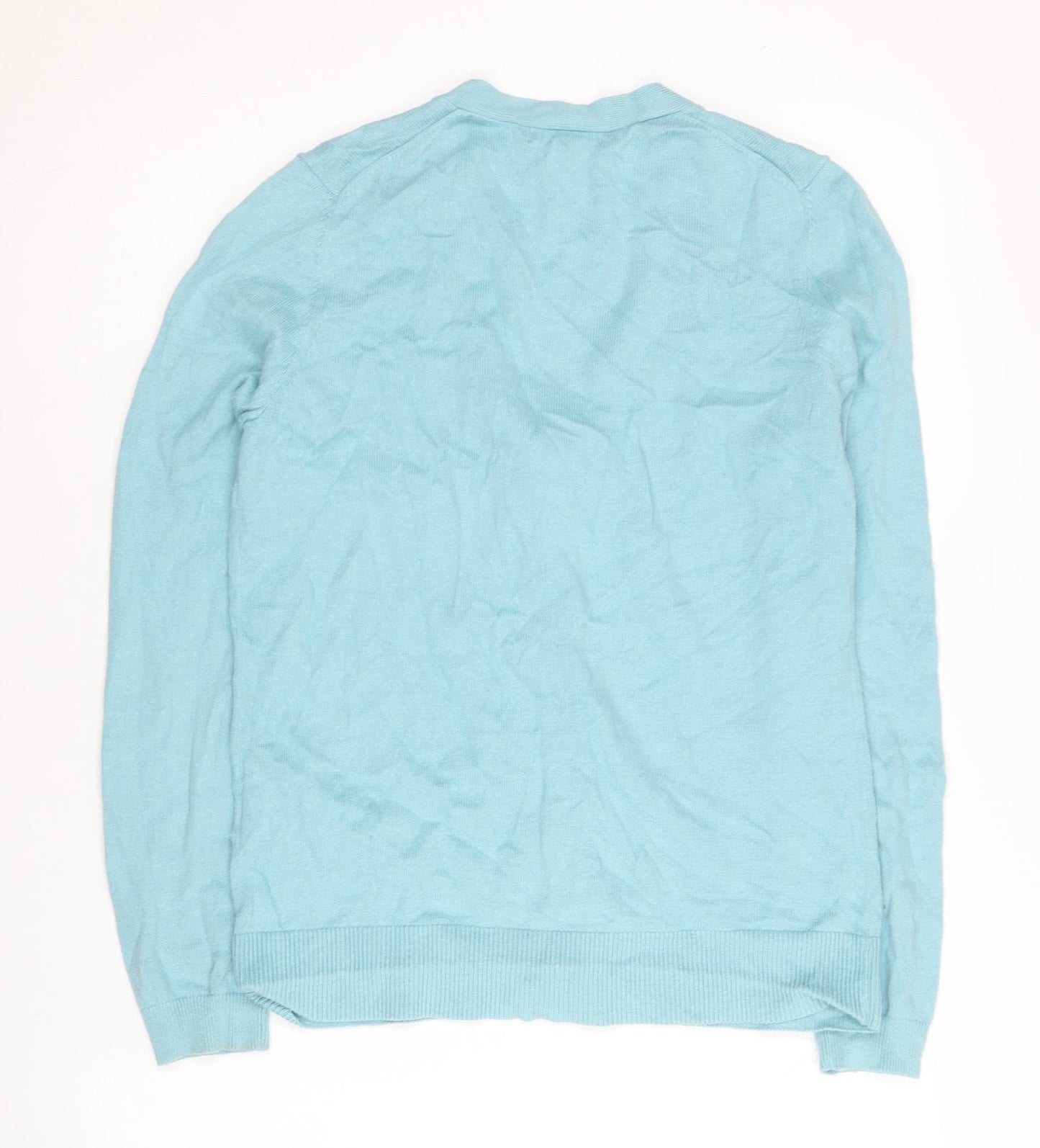 Lands' End Womens Blue M Cardigan V-Neck Cotton Cashmere Knit