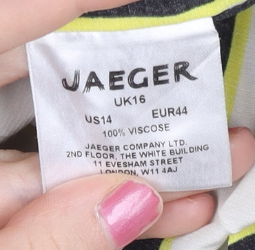 Jaeger Women’s Multicoloured Striped Viscose Blouse UK 16