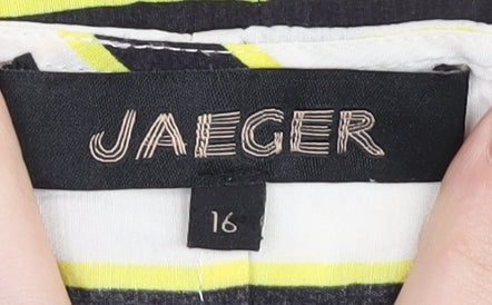 Jaeger Women’s Multicoloured Striped Viscose Blouse UK 16