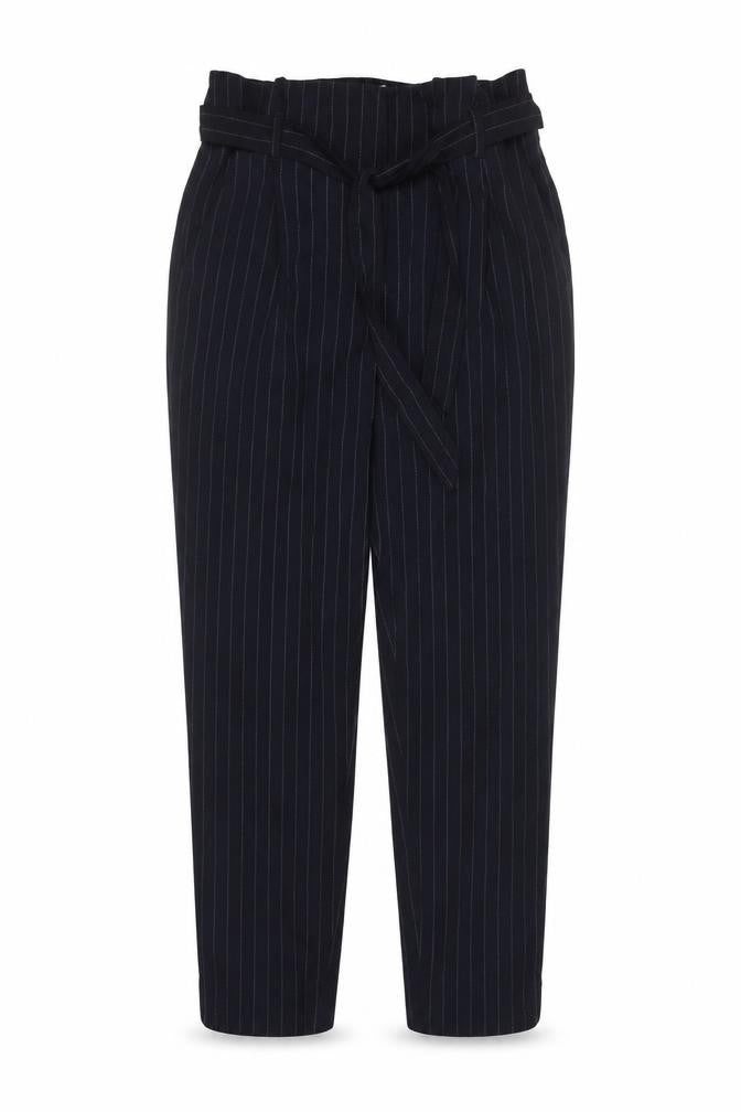 H&M Women’s Blue Striped Paperbag Tapered Trousers Size 6