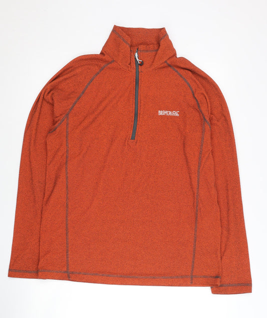 Regatta Mens Orange 1/4 Zip Sweatshirt Size L Outdoor Hiking Top