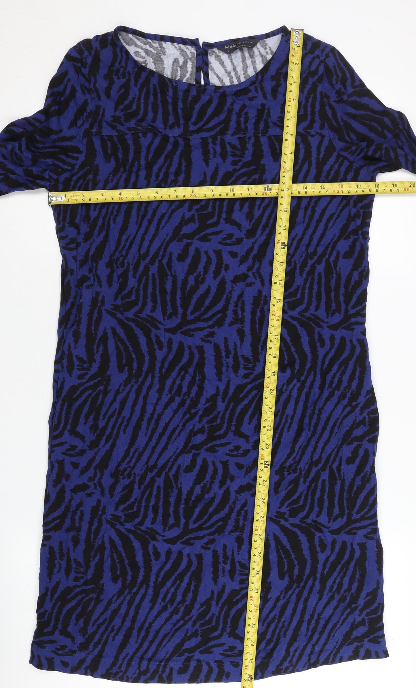 Marks and Spencer Womens Blue Animal Print Shift Dress Size 8