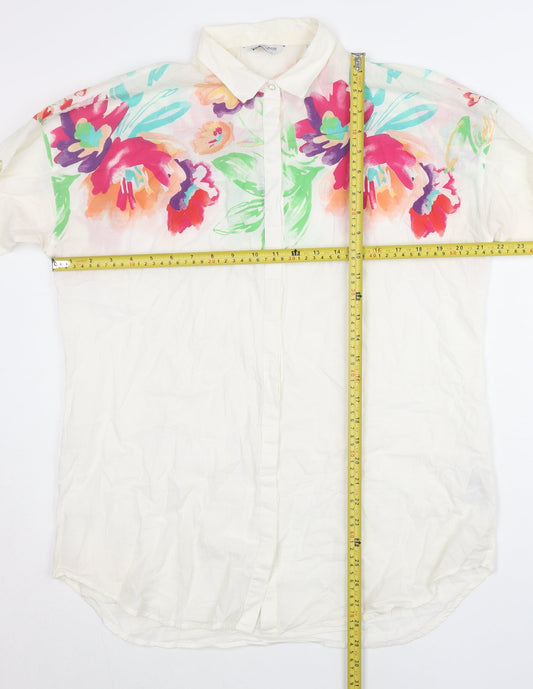 U.S. Polo Assn. Womens White Floral Cotton Button-Up Shirt Size 12