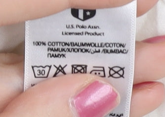 Womens UK Size 12 U.S. Polo Assn. White 100% Cotton Button-Up
