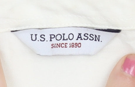 Womens UK Size 12 U.S. Polo Assn. White 100% Cotton Button-Up