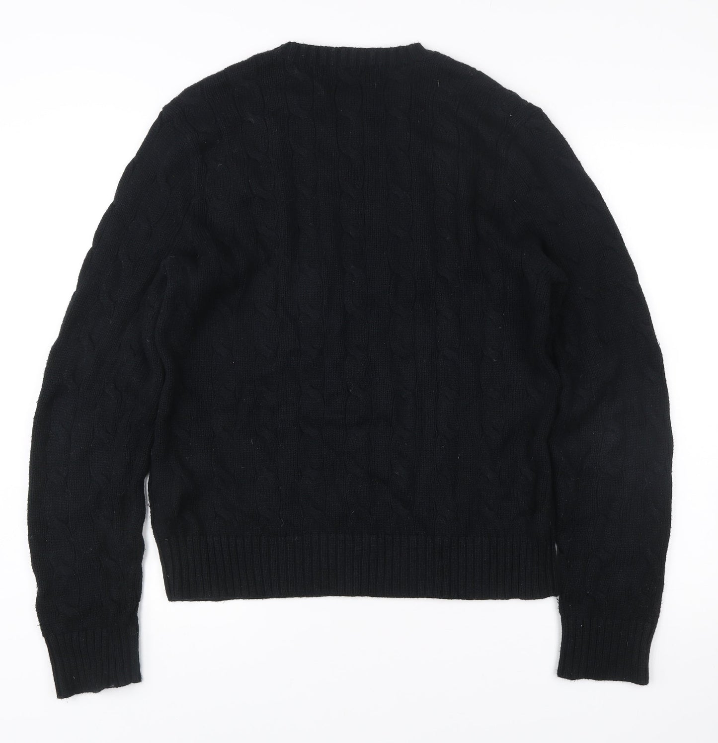Ralph Lauren Men’s Black Cable-Knit Cotton Pullover Jumper M