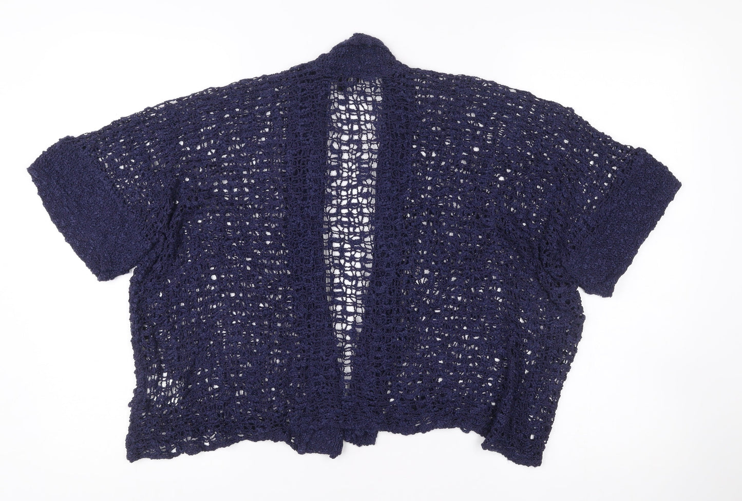 Marble Women’s Blue Open-Knit Crochet Cardigan S Short Sleeve