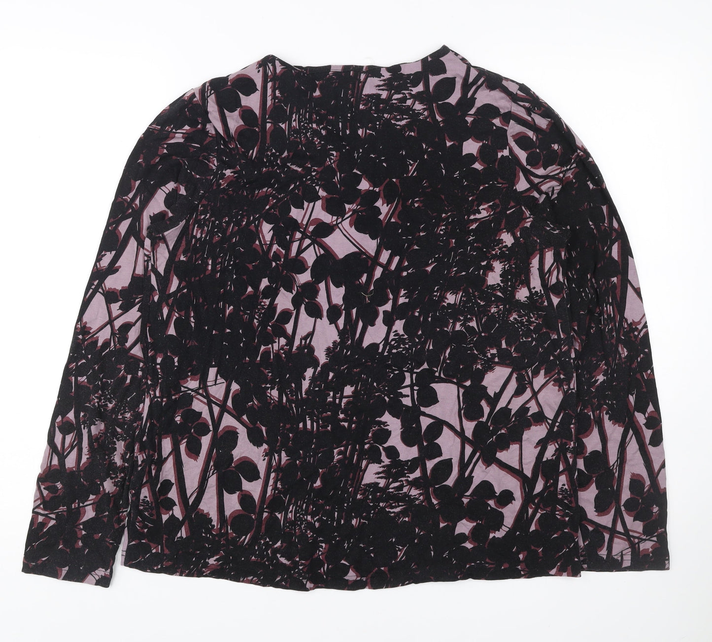 Thought Womens Purple Floral Long Sleeve Tunic Blouse UK 12