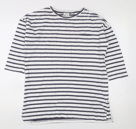 Fat Face Women’s White Navy Stripe 3/4 Sleeve Cotton T-Shirt Size 12