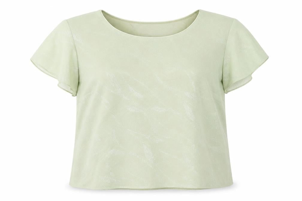 Front view of Roman Originals Women Green, size 18, Scoop Neck Chiffon Blouse Top