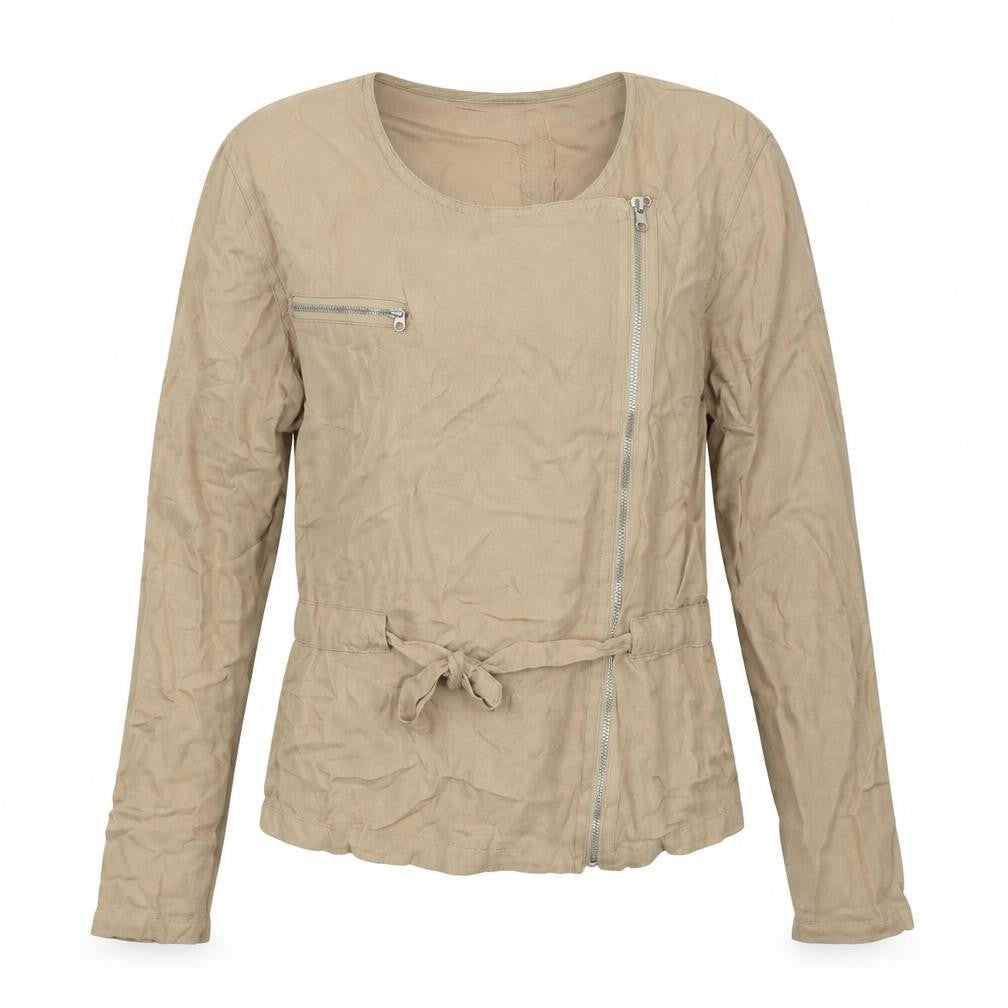 Stradivarius Women’s Beige Biker Style Jacket Size 10 Viscose