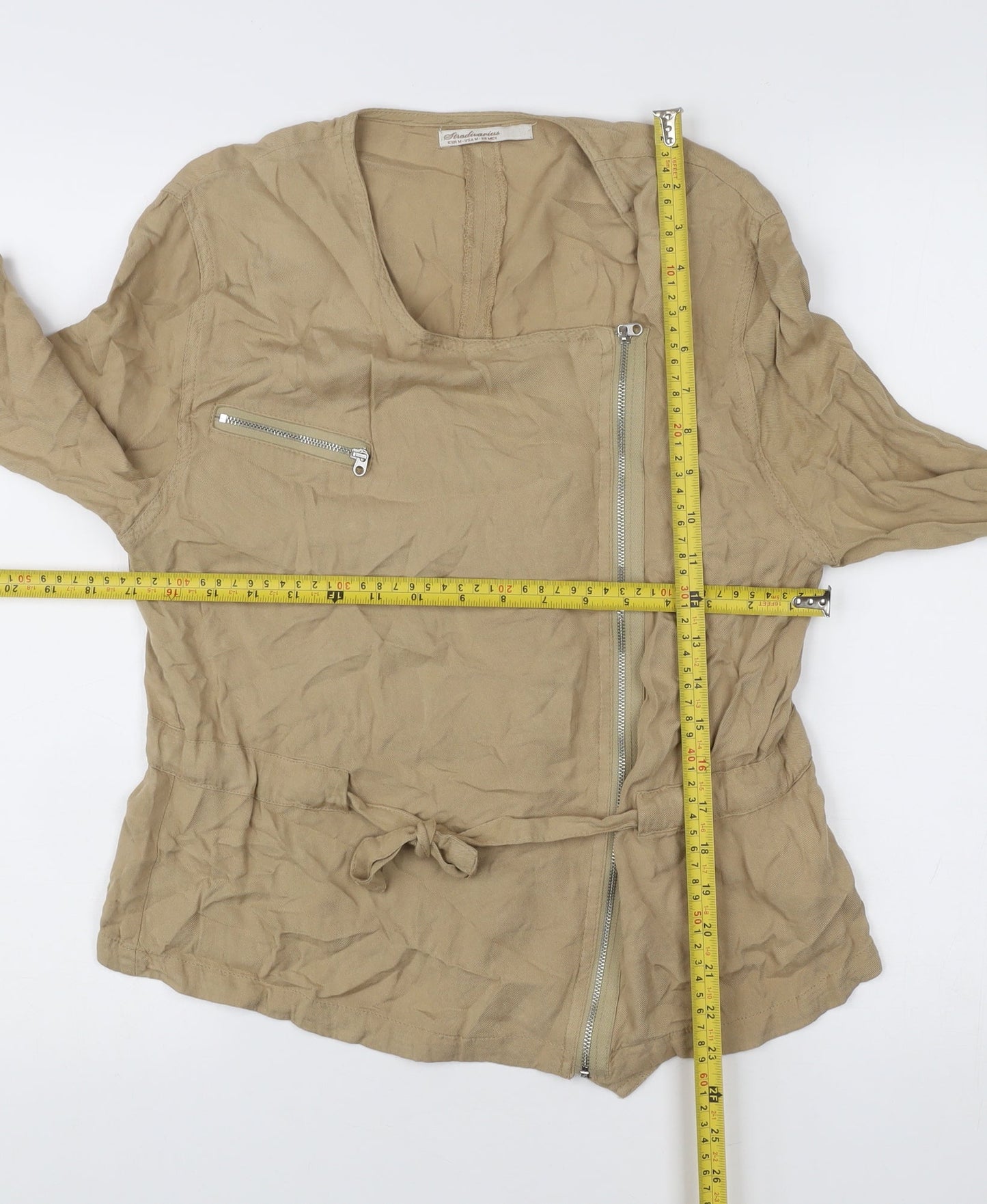 Stradivarius Women’s Beige Biker Style Jacket Size 10 Viscose