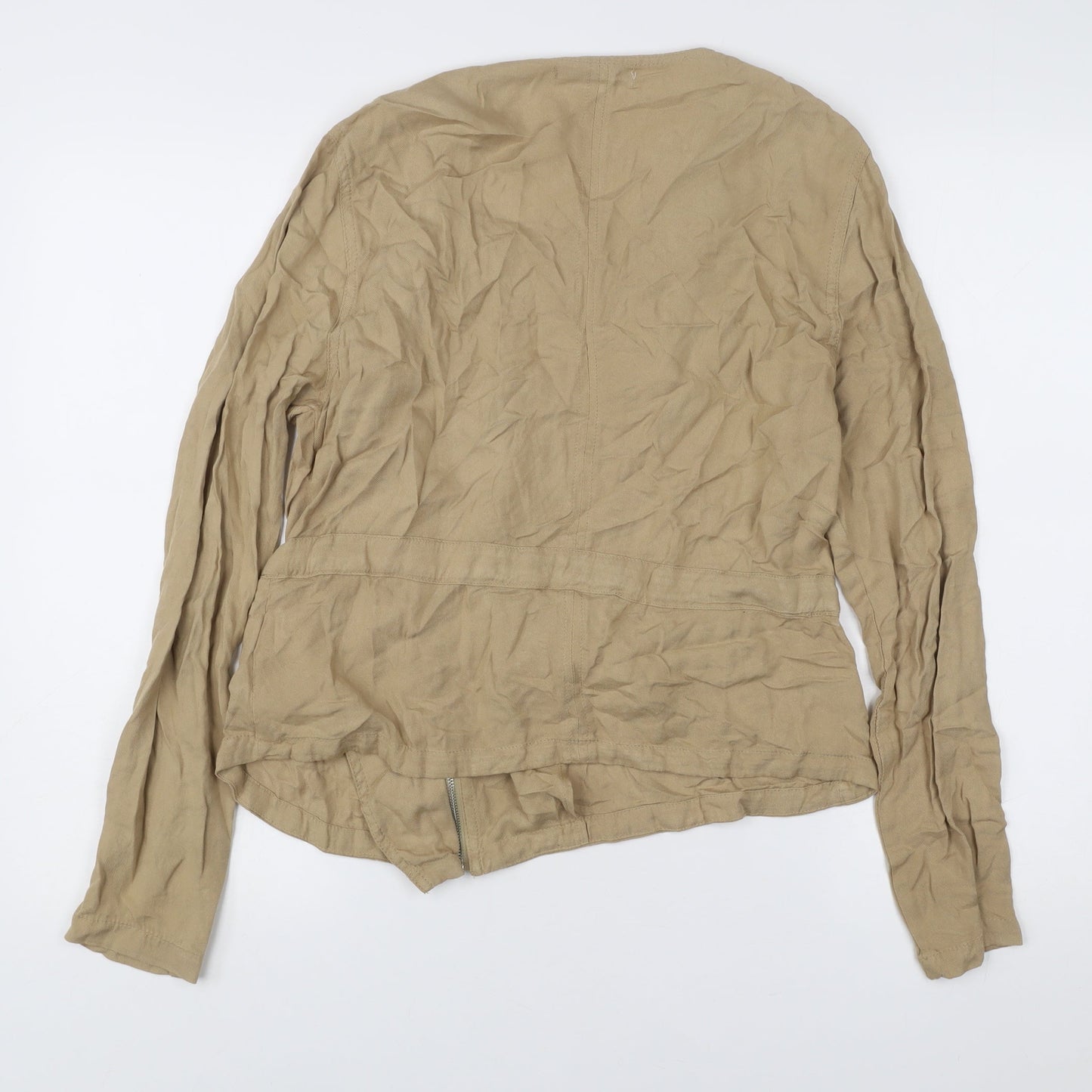 Stradivarius Women’s Beige Biker Style Jacket Size 10 Viscose