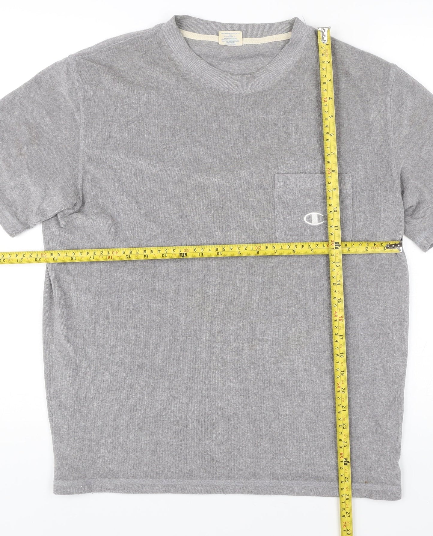 Champion Men's Grey Medium Crew Neck Short Sleeve Pocket T-Shirt