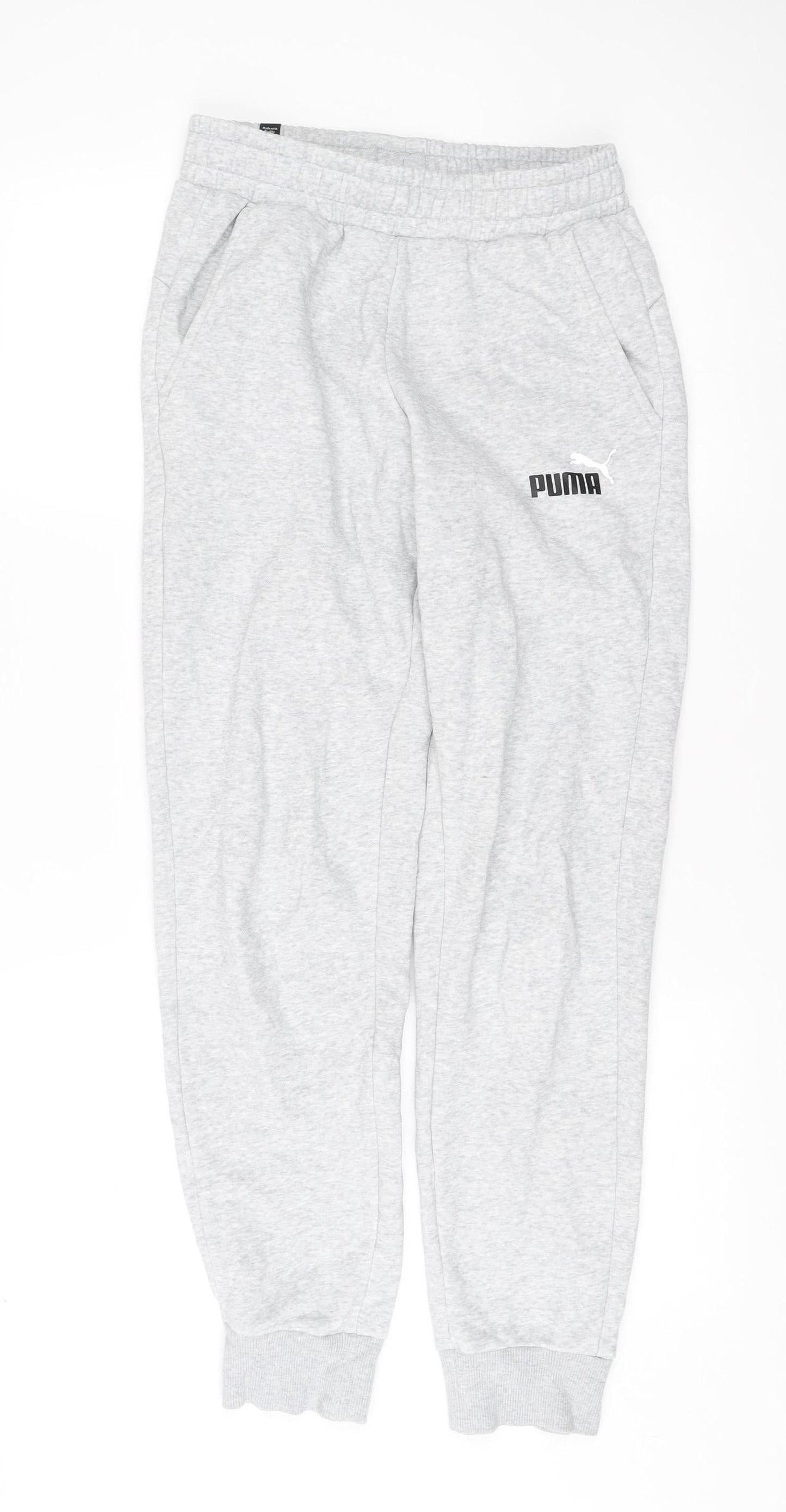 Puma Men’s Grey Jogger Sweatpants Small Cotton Blend Sportswear