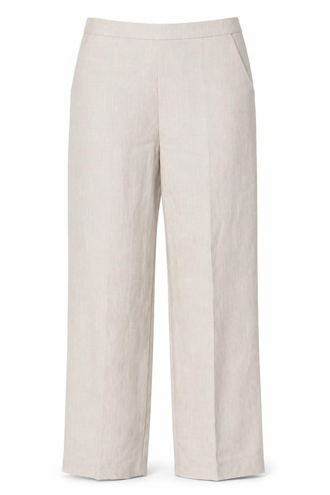 Bassini Womens Beige Size 12 Straight Leg Elastic Waist Trousers