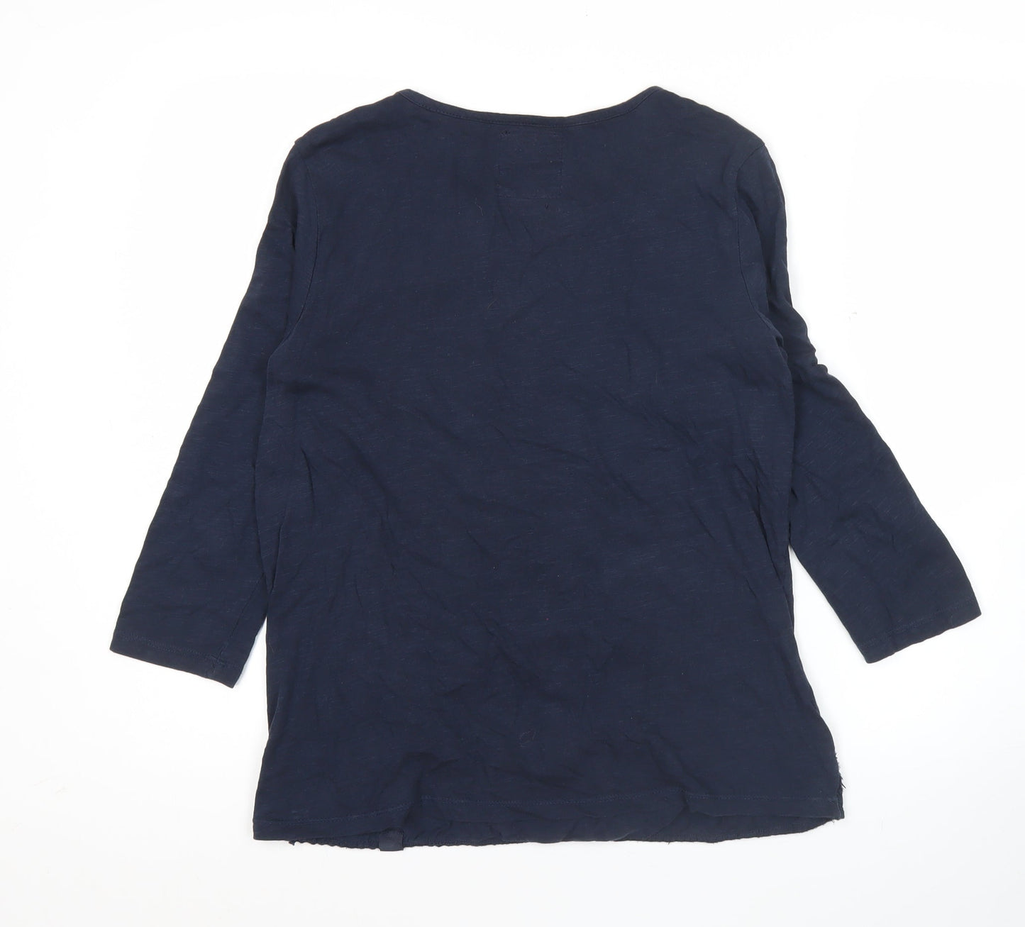 Superdry Womens Blue Embroidered Tunic Blouse Size M 3/4 Sleeve