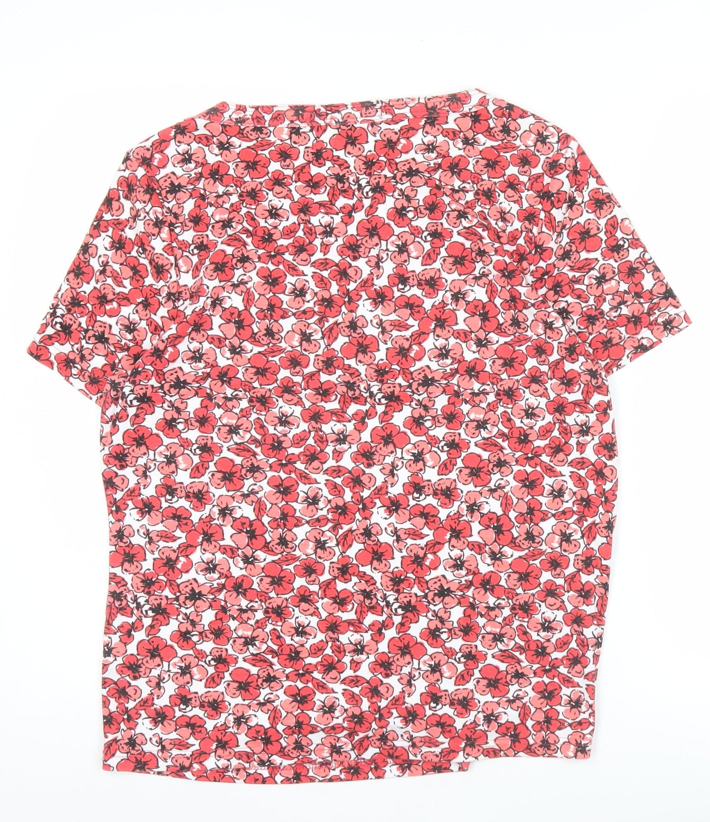 Bm Casual Women’s Red Floral T-Shirt Size M Scoop Neck