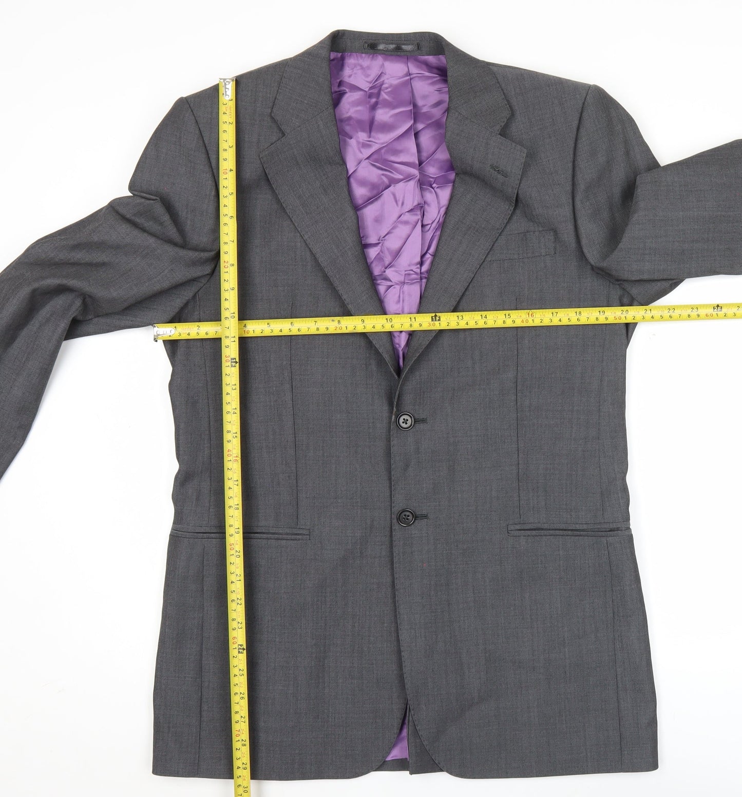 Charles Tyrwhitt Men’s Grey 38L Wool Blazer Jacket Classic Fit