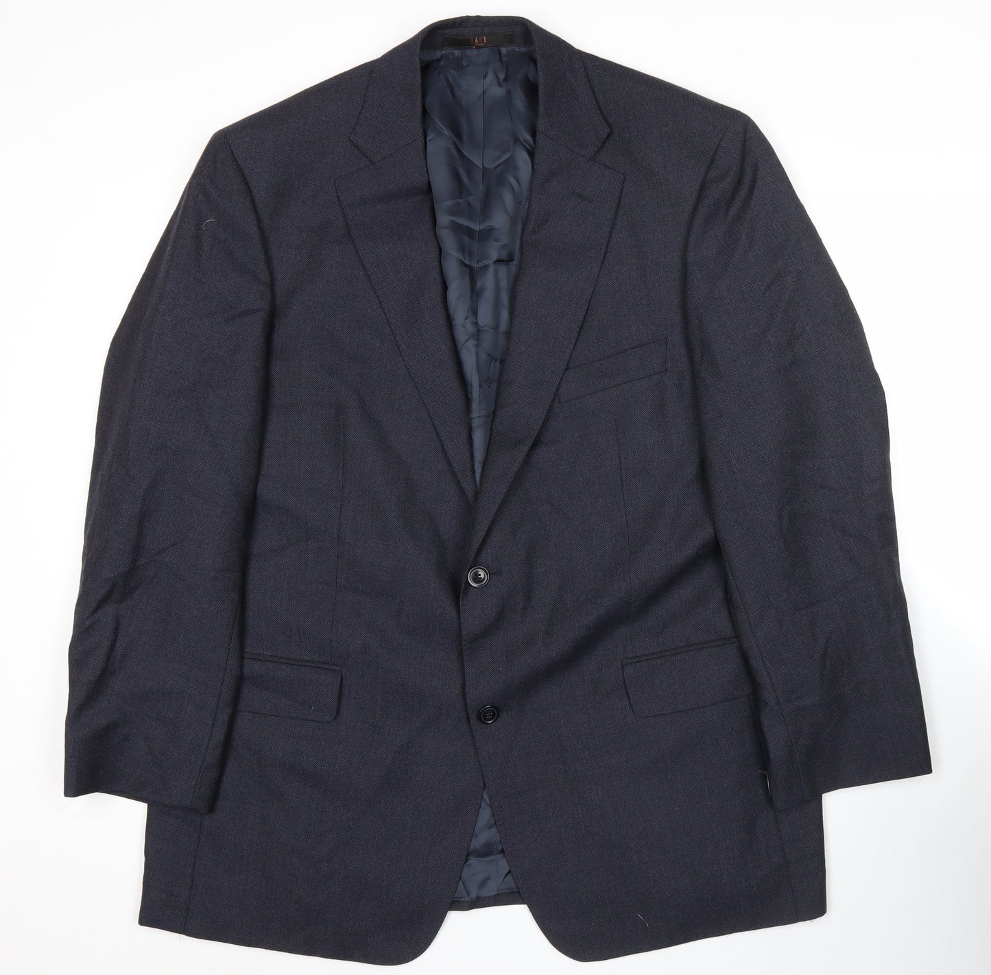 Daks Mens Blue Wool Suit Jacket 48R Classic Two Button Notch Lapel
