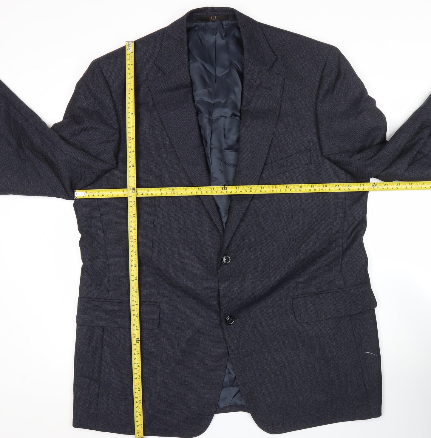 Daks Mens Blue Wool Suit Jacket 48R Classic Two Button Notch Lapel