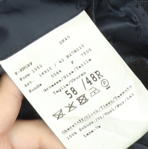 Daks Mens Blue Wool Suit Jacket 48R Classic Two Button Notch Lapel